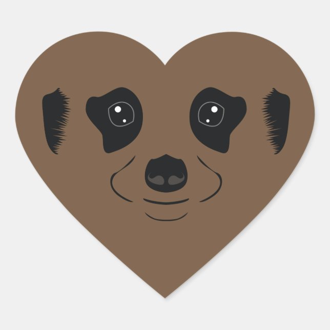 Adesivo Coração Meerkat Face Silhouette (Frente)