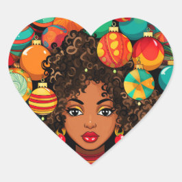 Adesivo Coração Melanin Natal, Rainha Negra Melanin, Natal.