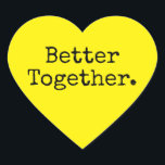 Adesivo Coração Melhor Juntos Amor Amarelo Brilhante<br><div class="desc">Adesivo de coração bonito ou selo de envelope com o texto 'Melhor Juntos.' em tipografia elegante e sofisticada sobre um fundo amarelo brilhante. Perfeito para seus presentes de Natal e Dia dos Namorados, chá de bebê, chá de noiva, lembranças de casamento, envio de pequenas empresas e encomendas festivas, adicione um...</div>