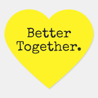Adesivo Coração Melhor Juntos Amor Amarelo Brilhante