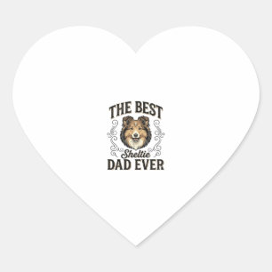 Adesivo Coração Melhor Pai Sheltie de Todos os Tempos Design Vinta