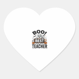 Adesivo Coração Melhor Professor Boo Design de Halloween Vintage p