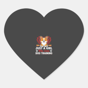 Adesivo Coração Menina Ama Treinamento de Cães Corgi