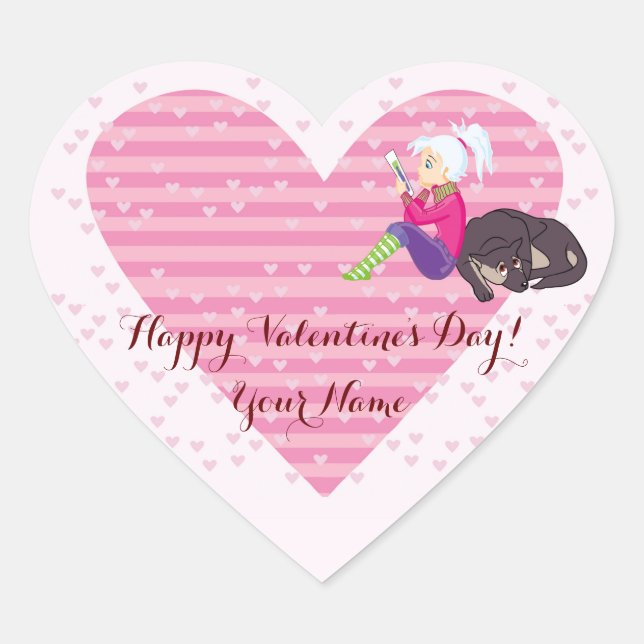 Adesivo Coração Menina apaixonada (Frente)