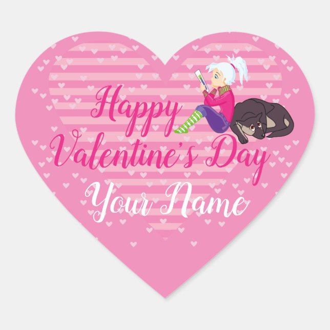 Adesivo Coração Menina apaixonada (Frente)