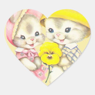 Adesivo Coração Menina de coelho+Menino