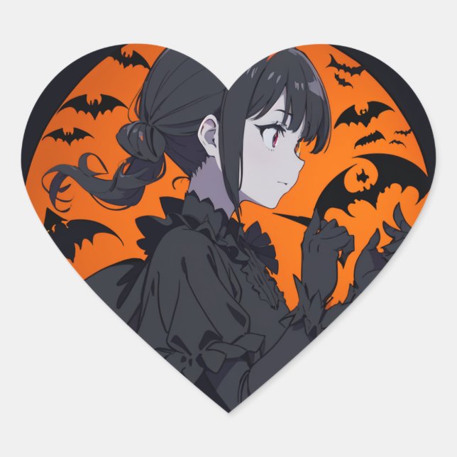 Adesivo Coração menina do halloween (Frente)