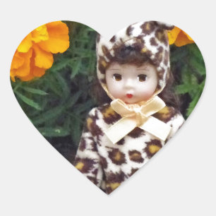 Adesivo Coração Menina pequena do leopardo