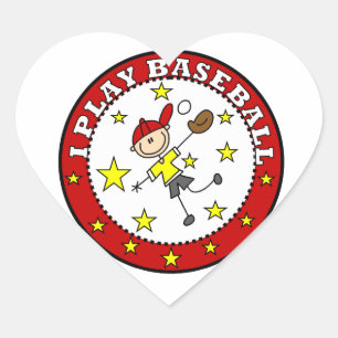 Adesivo Coração Menino Eu Jogo Camisetas e Presentes de Beisebol