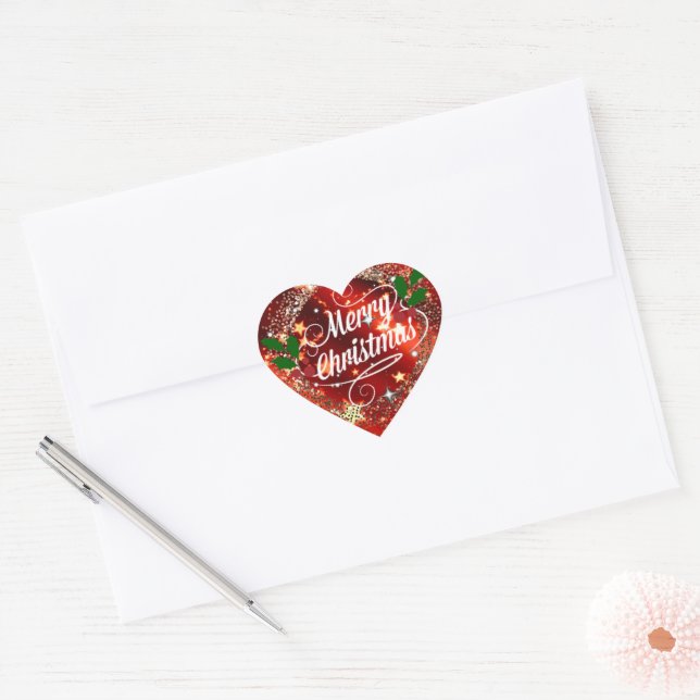 Adesivo Coração Merry Christmas Sticker (Envelope)