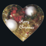 Adesivo Coração Merry Christmas Sticker<br><div class="desc">Merry Christmas Sticker</div>