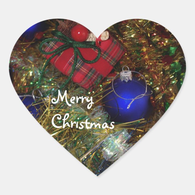 Adesivo Coração Merry Christmas Sticker (Frente)