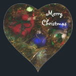 Adesivo Coração Merry Christmas Sticker<br><div class="desc">Merry Christmas Sticker</div>