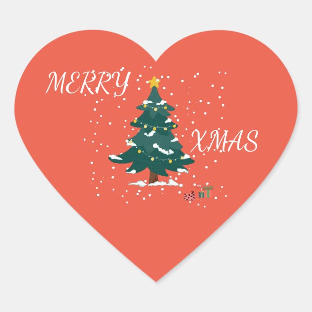 Adesivo Coração Merry Xmas Heart (Frente)