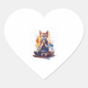 Adesivo Coração Mestre de Yoga de Gato