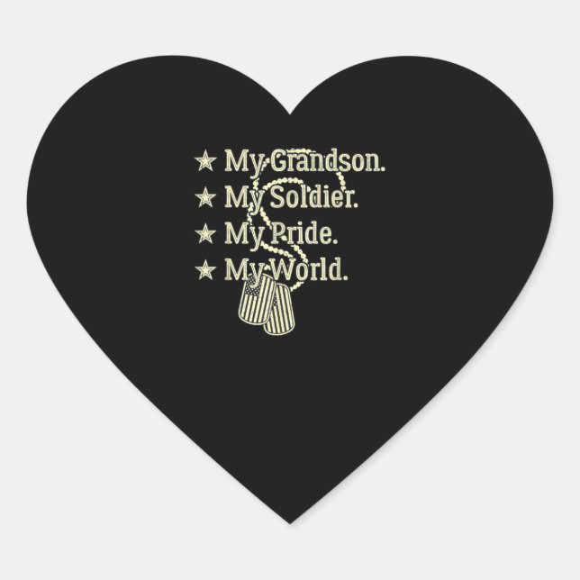 Adesivo Coração Meu neto Meu Herói Soldado Orgulhoso Vovô Militar (Frente)