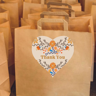 Adesivo Coração Mexicano Floral Western Obrigado