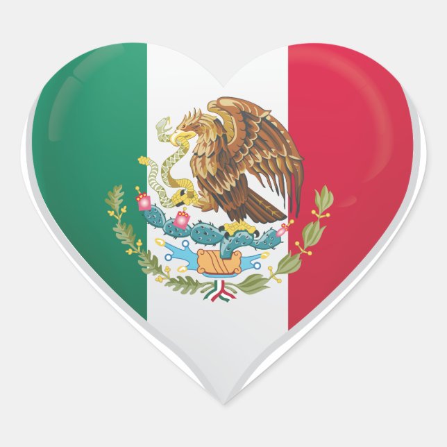Adesivo Coração México ama o cartaz do orgulho da bandeira (Frente)