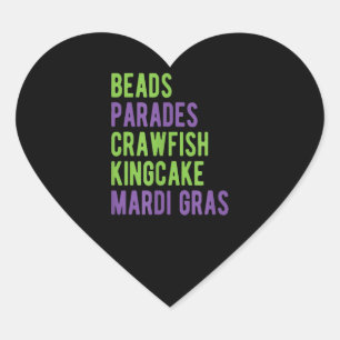 Adesivo Coração Miçangas Paradas Crawfish Kingcake Mardi Gras