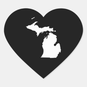 Adesivo Coração Michigan no branco e no preto