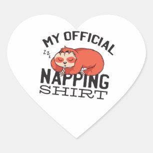 Adesivo Coração Minha camisa oficial de dormir - Preguiçoso Sloth