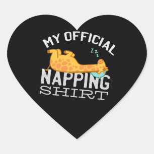Adesivo Coração Minha camisa oficial para soneca - Girafa preguiço