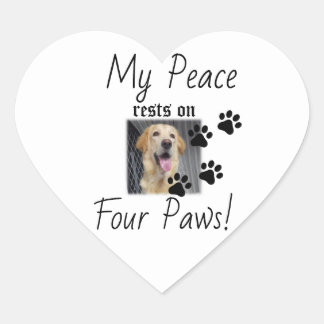 Adesivo Coração Minha Paz repousa em quatro patas - citação de Pet
