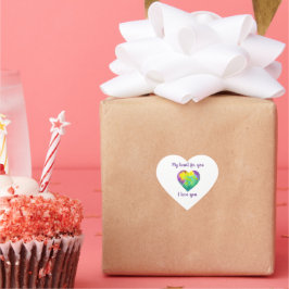 Adesivo Coração Minimalista eu te amo o coração do arco-íris