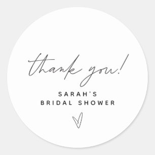 Adesivo Coração Minimalista Moderno Obrigado no Chá de Noi