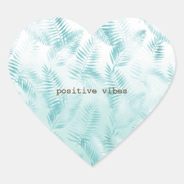Adesivo Coração Mint Aqua Ombre Folhas Tropicais