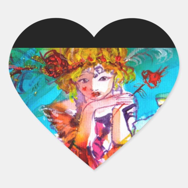 Adesivo Coração MIRANDOLINA, rosa, amarelo fuchsia (Frente)