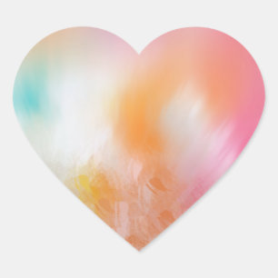 Adesivo Coração Modelo Colorido Abstrato Rosa Vermelho Amarelo Azu