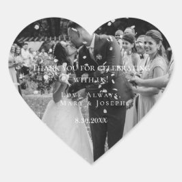 Adesivo Coração Modelo de foto de agradecimento de casamento perso