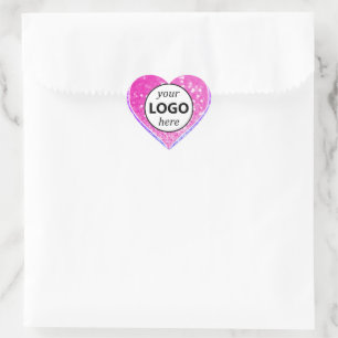 Adesivo Coração Modelo de logotipo roxo rosa brilho faísca estrela