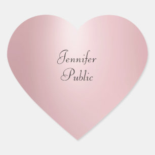 Adesivo Coração Modelo Elegante de Script Manuscrito Rosa Dourado