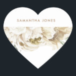 Adesivo Coração Moderna Minimalista Peonie Floral<br><div class="desc">Personalize com você esse design floral de cor d'água minimalista,  moderno e elegante</div>