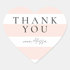 Adesivo Coração Moderno Elegante Rosa e Listras Brancas