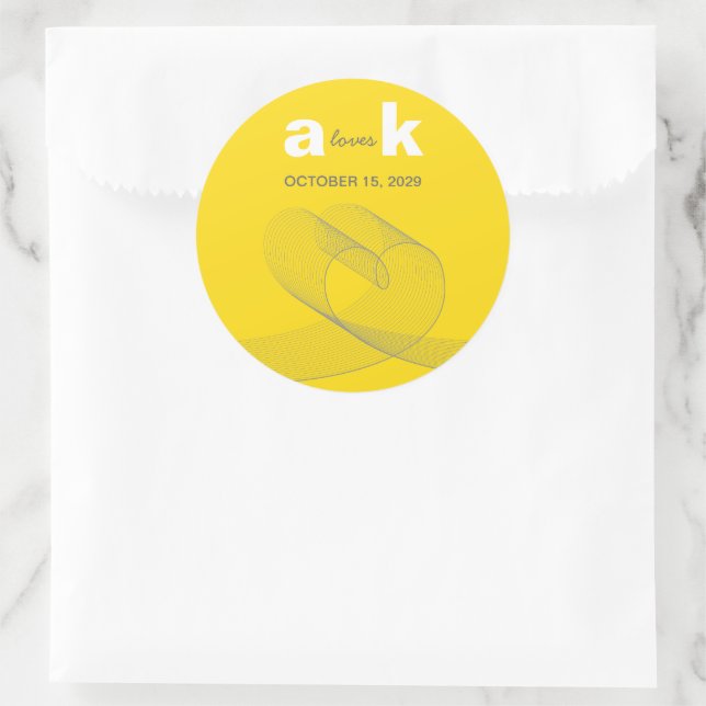 Adesivo Coração Moderno Linhas de Amor Simples Casamento A (Bolsa)