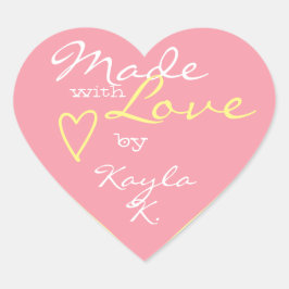 Adesivo Coração Mola de Coração Moldura Pastel Rosa Feita com Amor