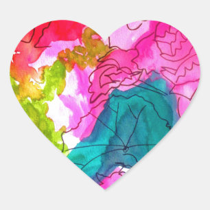 Adesivo Coração Molho Flores-d'água abstrato art