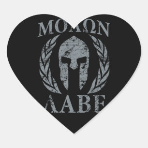 Adesivo Coração Molon Labe Grunge Spartan Armor