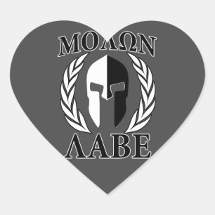 Adesivo Coração Molon Labe Spartan Helmet Laurels Charcarbonos
