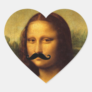 Adesivo Coração Mona Lisa Com bigode