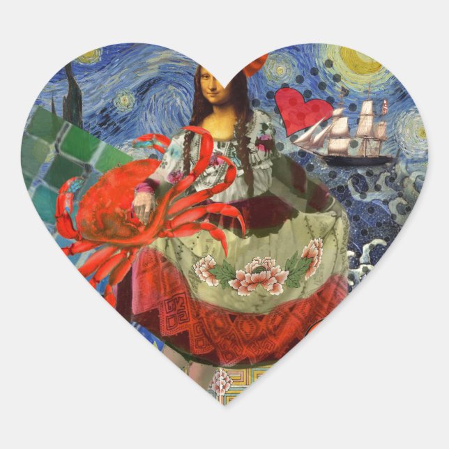 Adesivo Coração Mona Lisa Diversão Zodíaco Caprichoso  (Frente)