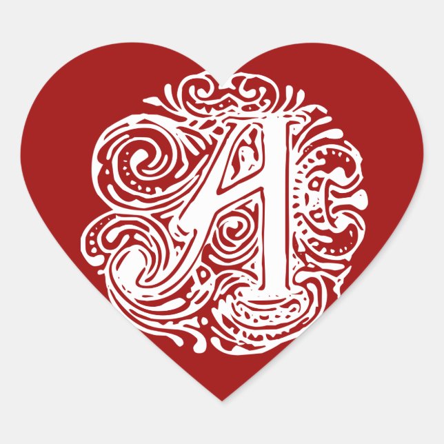 Adesivo Coração Monarquia - Letra branca "A" (Frente)