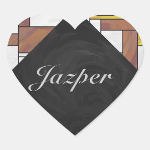 Adesivo Coração Mondrian Brown Yellow Impressão