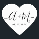 Adesivo Coração Monogram Script Custom Wedding date Heart<br><div class="desc">Elevate your wedding details with the Minimalist Monogram Script Custom Wedding Date Heart shaped Sticker (see other shapes). This elegant and personalized sticker adds a touch of sophistication to your wedding stationery, allowing you to showcase your monogram and wedding date in a simple yet impactful way. The sticker features a...</div>