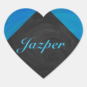 Adesivo Coração Monograma Azul e Negro do Oceano