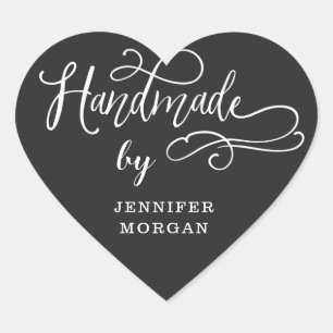 Adesivo Coração monograma de script caprichoso feito à mão