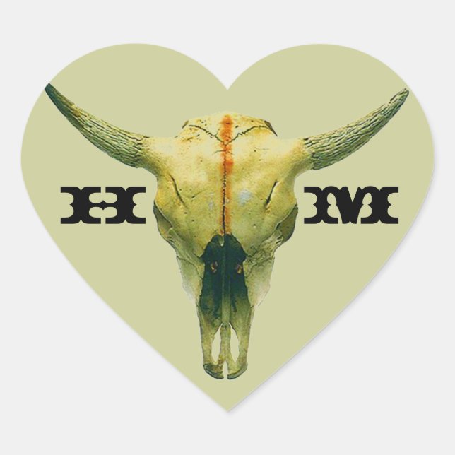 Adesivo Coração Monograma do Vinho Personalizado Ranhura (Frente)